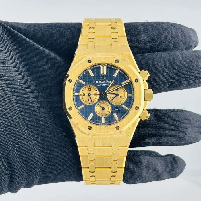 Audemars Piguet Royal Oak Selfwinding Chronograph Blue Dial on Yellow Gold Ref. 26331BA.OO.1220BA.01 with Card 2020 - Image 2
