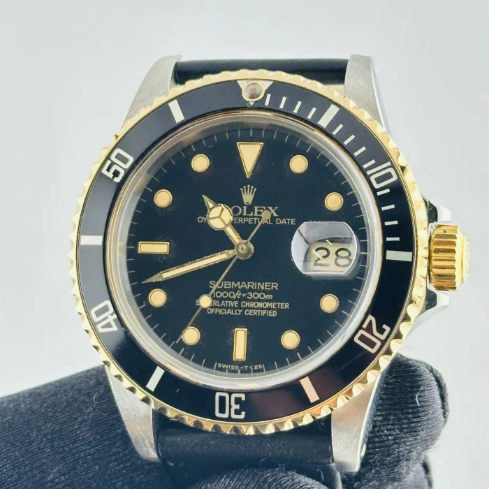 Rolex Submariner Black Dial on Generic Leather Band Ref. 16803 - Image 2