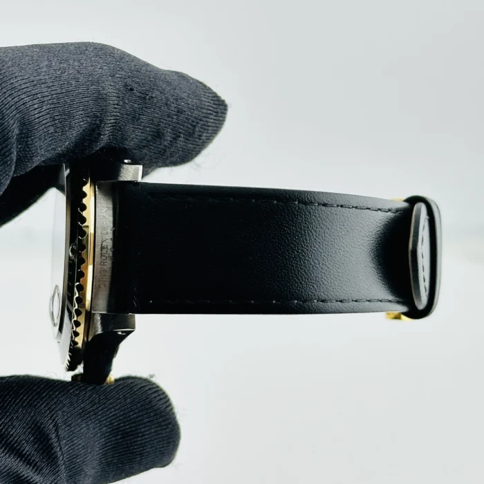 Rolex Submariner Black Dial on Generic Leather Band Ref. 16803 - Image 4