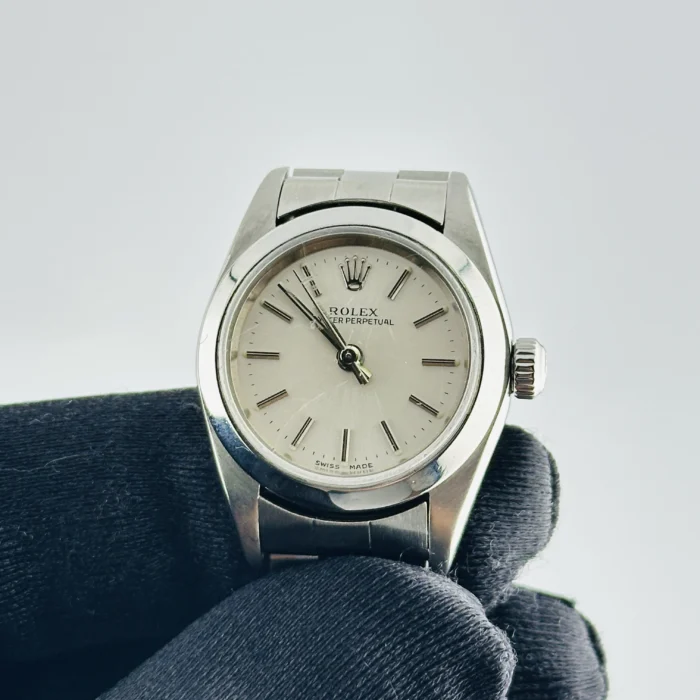 Rolex Oyster Perpetual Silver Stick Dial on Oyster Bracelet Ref. 76080 with Papers 2000 - Image 3