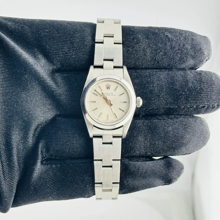 Rolex Oyster Perpetual Silver Stick Dial on Oyster Bracelet Ref. 76080 with Papers 2000 - Image 2