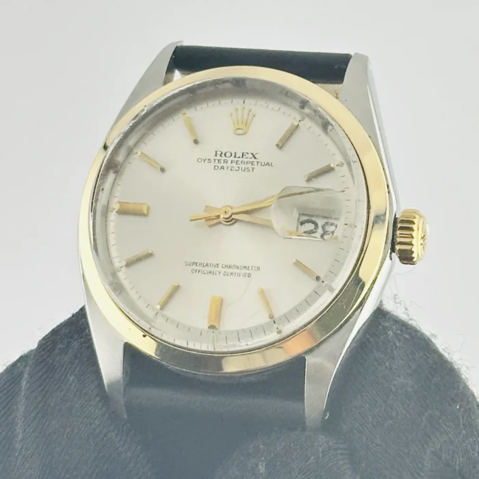 Rolex Datejust Silver / Gold Stick Dial on Generic Leather Band Ref. 1600/3 - Image 2