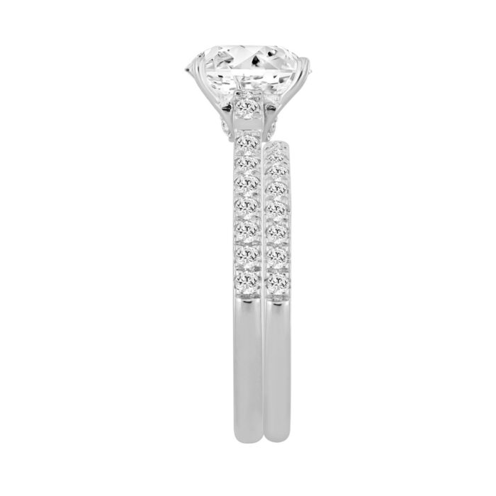 14K WHITE GOLD 1 1/2CT ROUND/OVAL DIAMOND LADIES BRIDAL SET (CENTER STONE OVAL DIAMOND 1CT) - Image 3