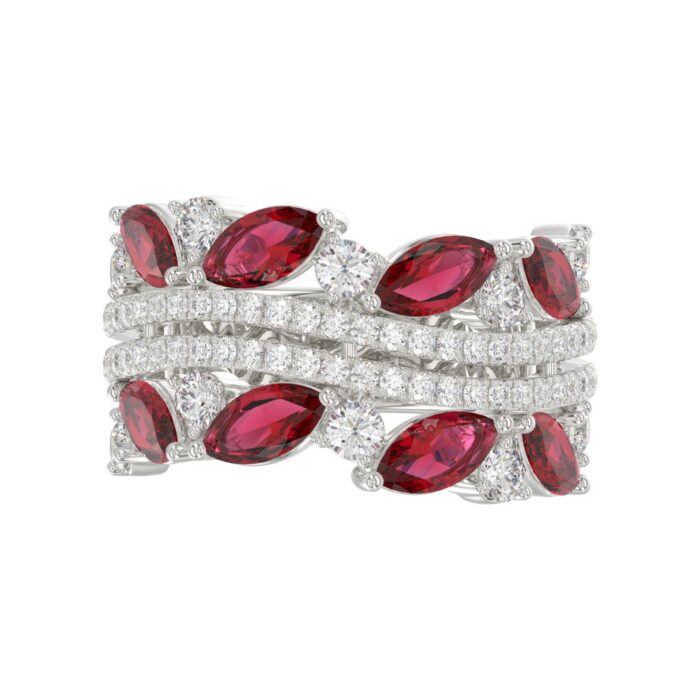 14K WHITE GOLD 2.00CT ROUND/MARQUISE DIAMOND LADIES RING (RUBY DIAMOND 1 1/2CT) - Image 5
