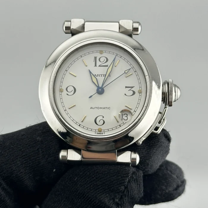 Cartier Pasha C White Arabic w Gold Markers Dial on Stainless Steel Bracelet Ref. 2324 - Image 3