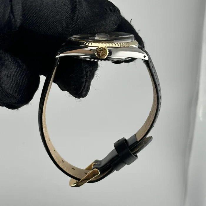 Rolex Datejust Champagne Stick Dial on Generic Leather Band Ref. 16013 with Service Papers 1987 - Image 5