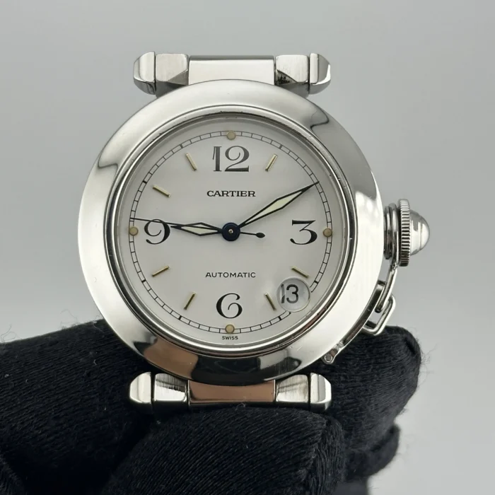 Cartier Pasha C White Arabic w Gold Markers Dial on Stainless Steel Bracelet Ref. 2324 - Image 3