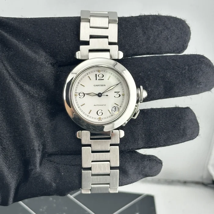 Cartier Pasha C White Arabic w Gold Markers Dial on Stainless Steel Bracelet Ref. 2324 - Image 2