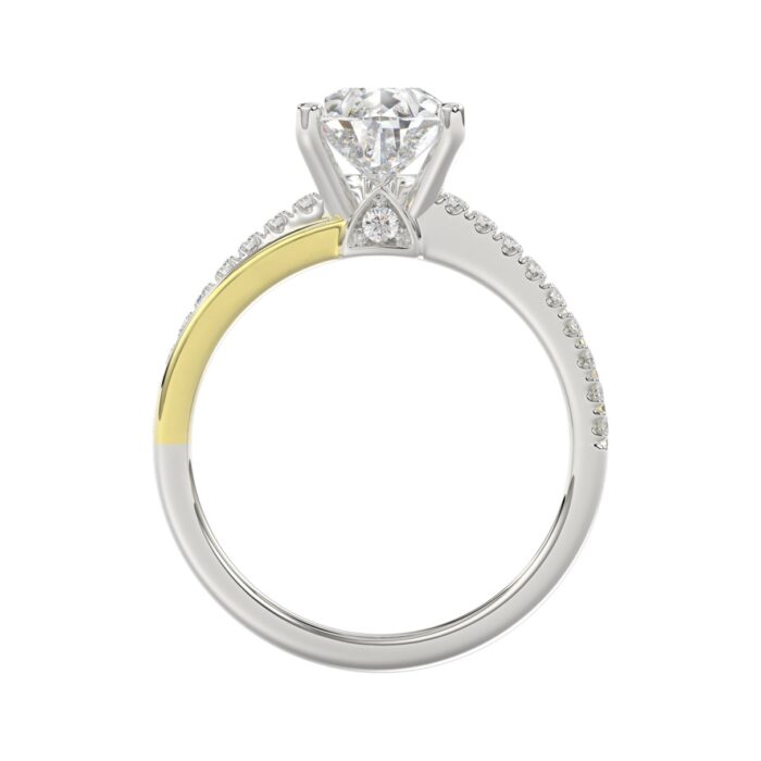 14K WHITE/YELLOW GOLD 2 1/4CT ROUND/PEAR DIAMOND LADIES RING (CENTER STONE PEAR DIAMOND 2CT) - Image 5