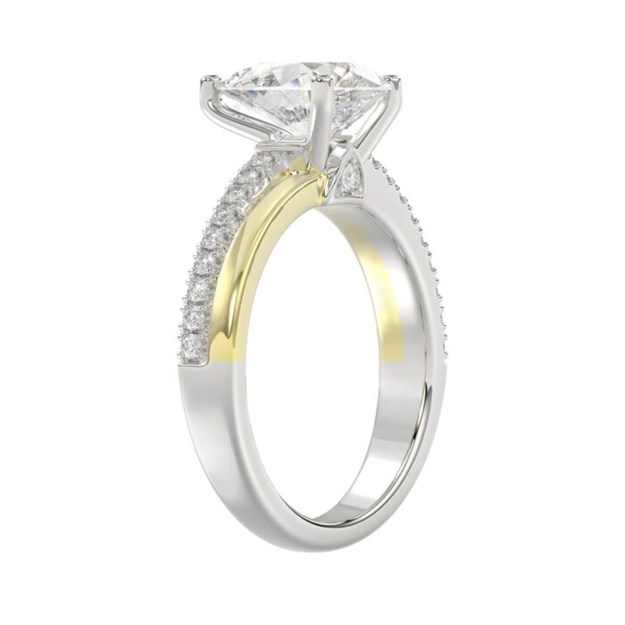 14K WHITE/YELLOW GOLD 2 1/4CT ROUND/PEAR DIAMOND LADIES RING (CENTER STONE PEAR DIAMOND 2CT) - Image 4