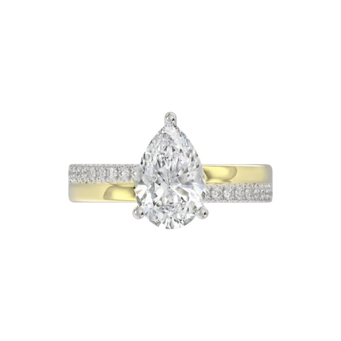 14K WHITE/YELLOW GOLD 2 1/4CT ROUND/PEAR DIAMOND LADIES RING (CENTER STONE PEAR DIAMOND 2CT) - Image 2