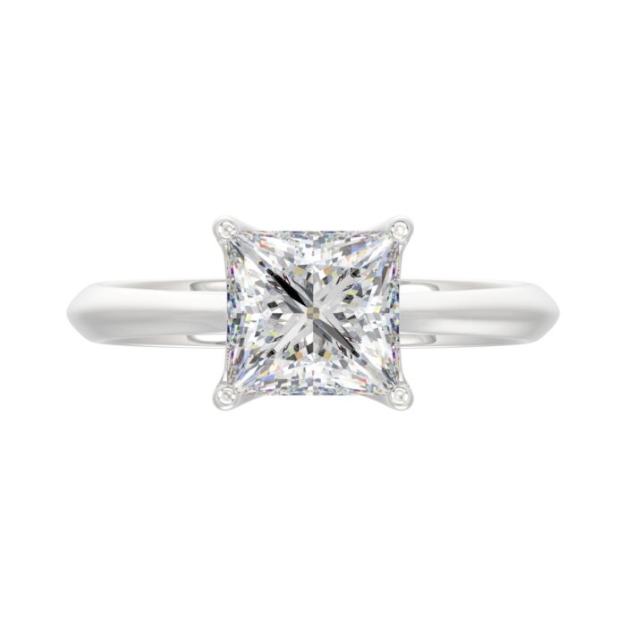 LADIES SOLITAIRE RING 2 1/2CT PRINCESS DIAMOND 14K WHITE GOLD - Image 5