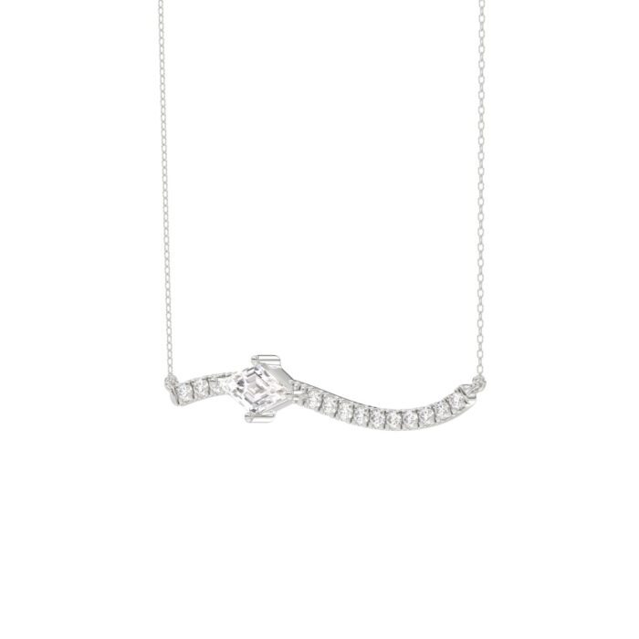14K WHITE GOLD 3/4CT ROUND/lozenge DIAMOND LADIES NECKLACE - Image 2