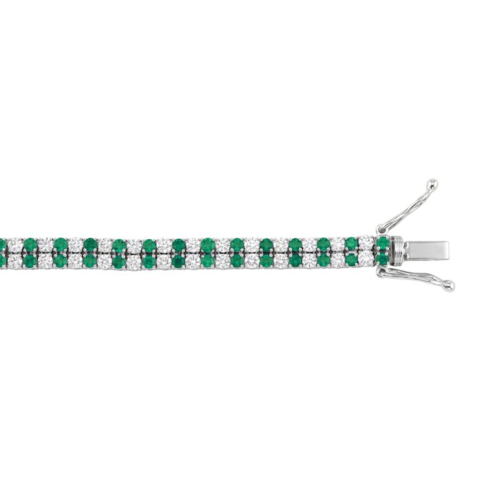 LADIES BRACELET 3CT ROUND/ROUND GREEN EMERALD DIAMOND 14K WHITE GOLD (ROUND GREEN EMERALD DIAMOND 2 3/4CT ) - Image 2