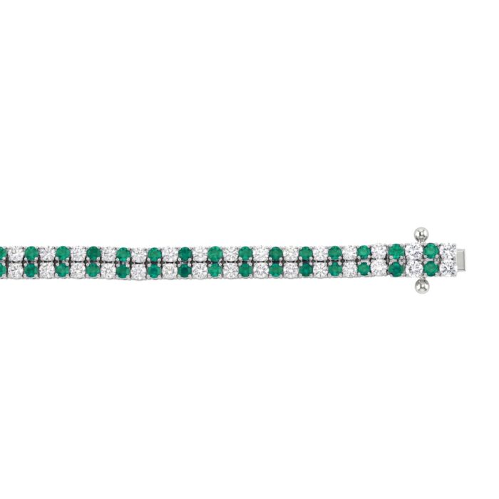 LADIES BRACELET 3CT ROUND/ROUND GREEN EMERALD DIAMOND 14K WHITE GOLD (ROUND GREEN EMERALD DIAMOND 2 3/4CT ) - Image 3