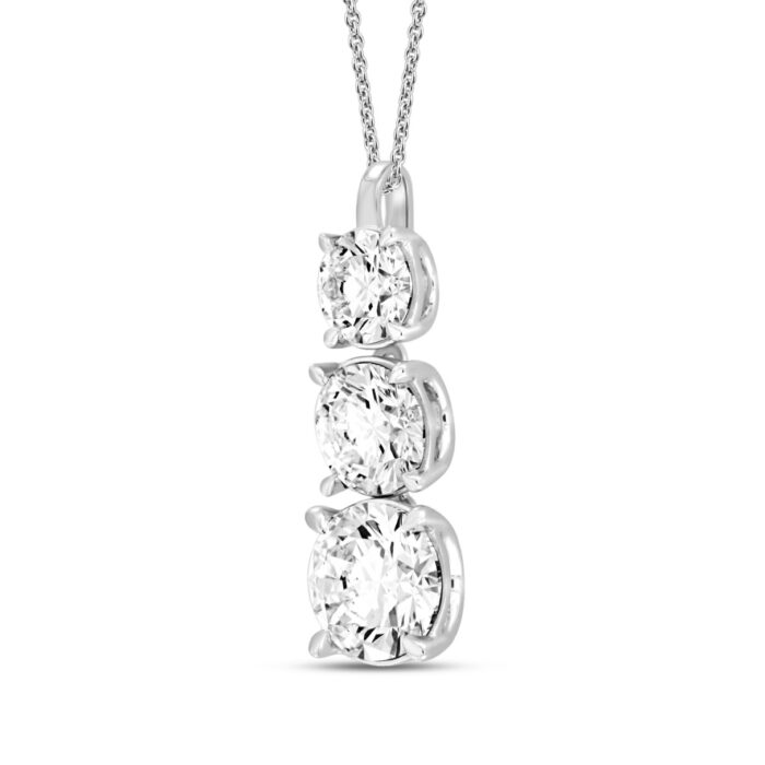 LADIES PENDANT WITH CHAIN 4CT ROUND DIAMOND 14K WHITE GOLD - Image 3
