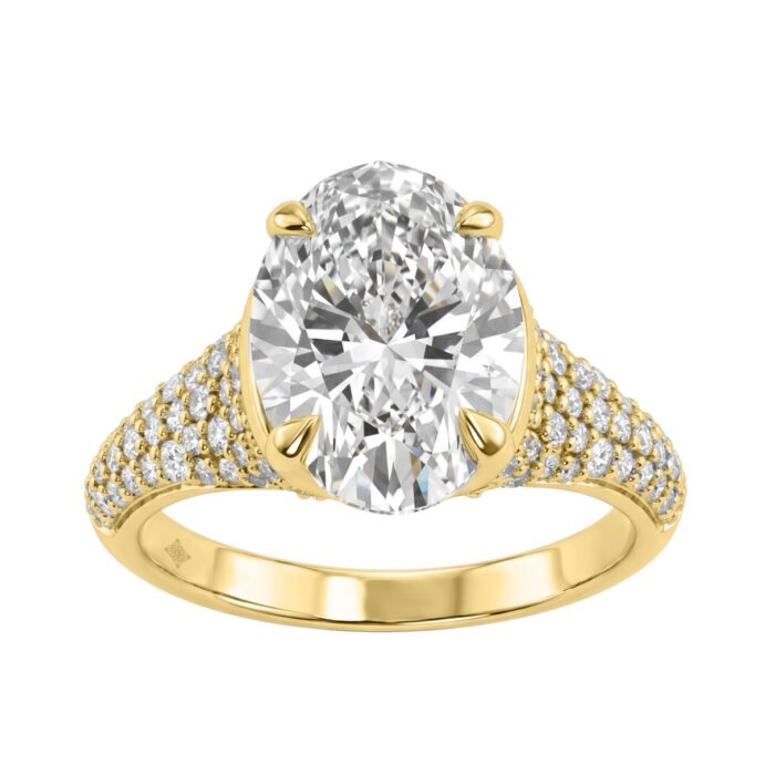 20797306_EC-152705Y-1214x1214.jpg 14K Yellow Gold Oval & Round Diamond Engagement Ring For 4 1/2Ct Ladies Ring 4Ct Oval Center Stone (Color F-G -Clarity Vs1/Vs2) - Image 1