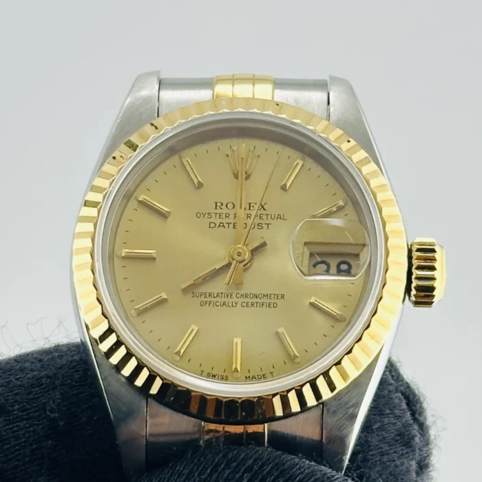 Rolex Datejust Lady Champagne Stick Dial on D-Link Jubilee Bracelet Ref. 69173 - Image 3