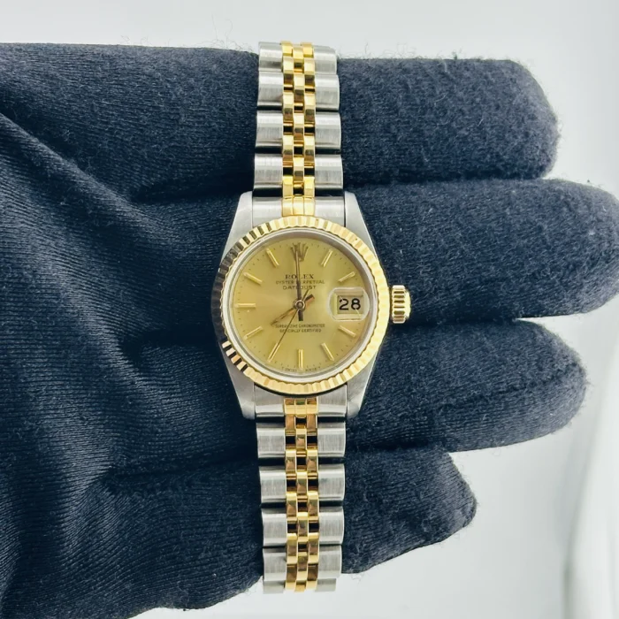 Rolex Datejust Lady Champagne Stick Dial on D-Link Jubilee Bracelet Ref. 69173 - Image 2