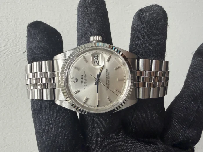 Rolex Datejust Silver Stick Dial on Folded Jubilee Bracelet Ref. 1601/4 - Image 2