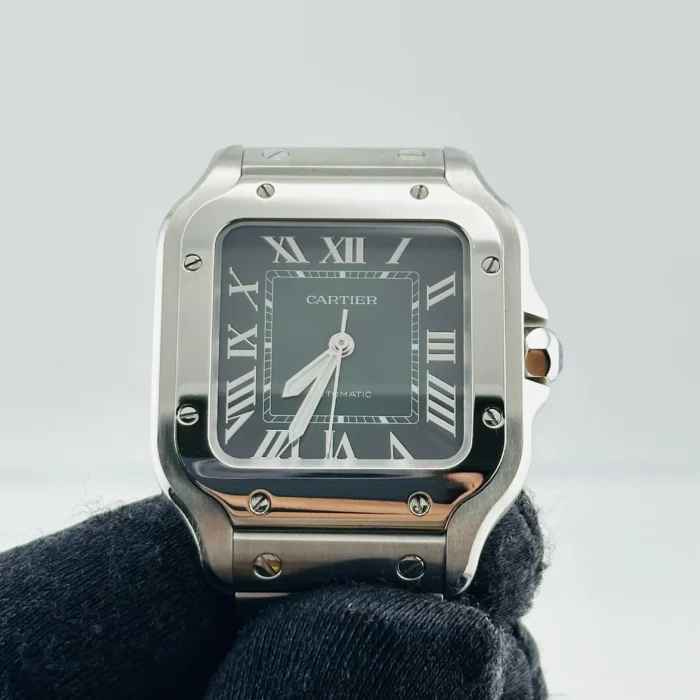 Cartier Santos de Cartier Medium Green Dial on Stainless Steel Bracelet Ref. 4075/WSSA0061 with Card 2024 - Image 3
