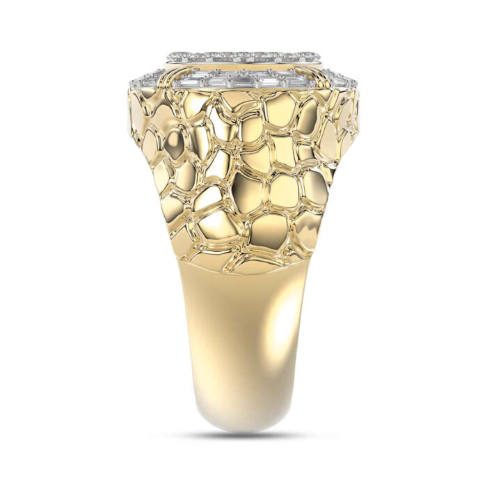MEN'S RING 1.00CT ROUND/BAGUETTE DIAMOND 10K YELLOW GOLD - Image 3