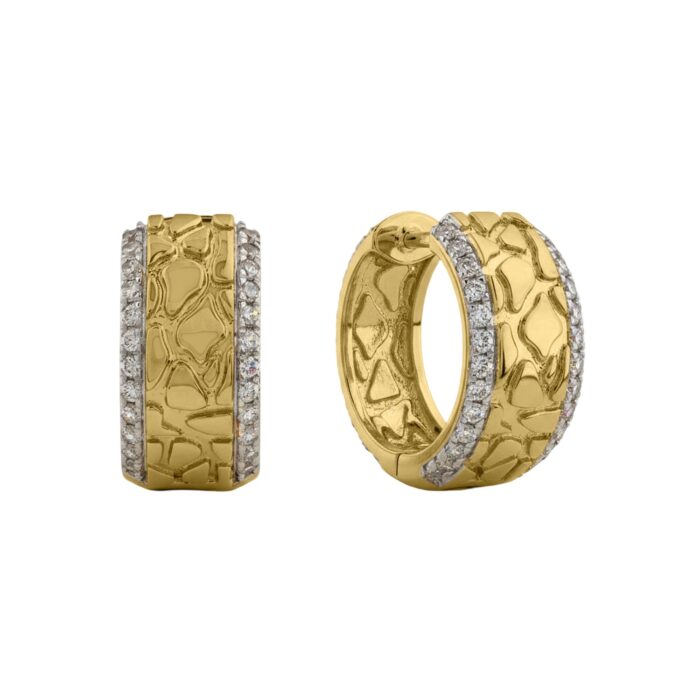 LADIES EARRINGS 0.33CT ROUND DIAMOND 10K YELLOW GOLD - Image 3