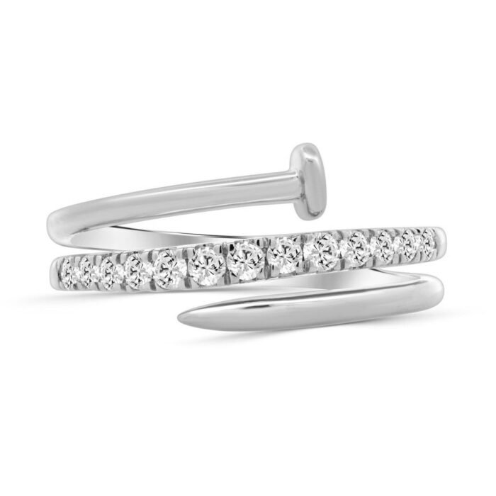 Women�S 14K White Gold Round Diamond Ring 0.33CT Elegant Fashion Diamond Ring - Image 2