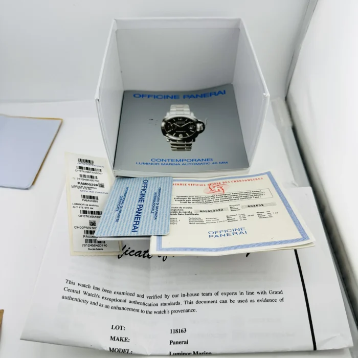 Panerai Luminor Marina Black Dial on Stainless Steel Bracelet Ref. PAM00299/OP6763 with Card 2011 - Image 5