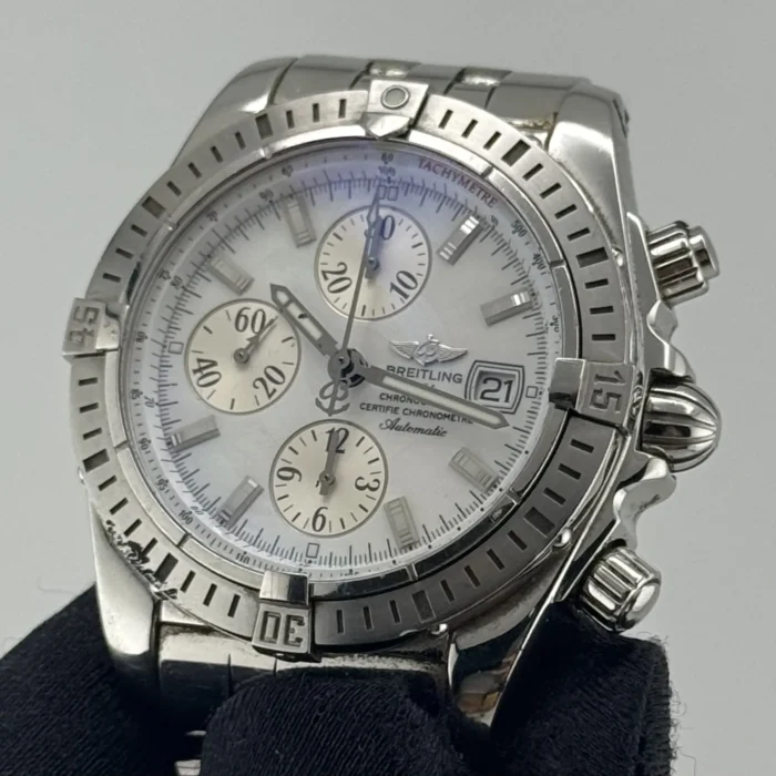 Breitling Chronomat Evolution White M.O.P. Dial on Stainless Steel Bracelet Ref. A13356 with Manuals Only - Image 2