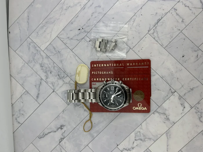 Omega Speed Master Black Dial on Stainless Steel Bracelet Ref. 3210.50 with Card - Image 6