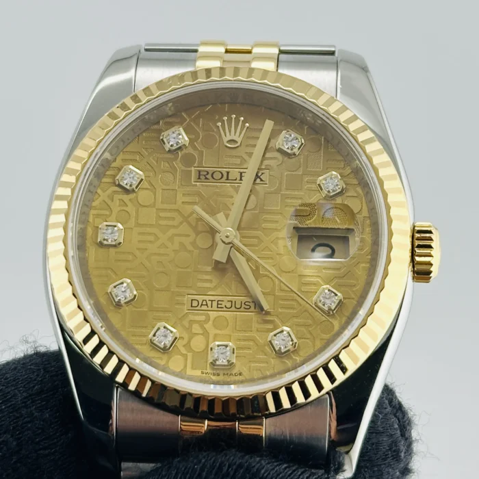 Rolex Datejust Champagne Anniversary Factory Diamond Dial on D-Link Jubilee Hidden-Clasp Bracelet Ref. 116233G - Image 3