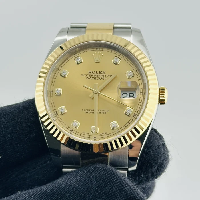 Rolex Datejust Champagne Diamond Factory Dial on Oyster Bracelet Ref. 126333 with New Style Card (White) 2018 - Image 3