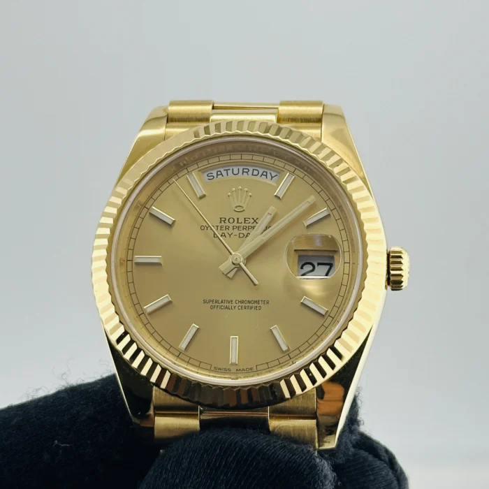 Rolex Day-Date 40 Champagne Index Dial on President Ref. 228238 with New Style Card (White) 2018 - Image 3