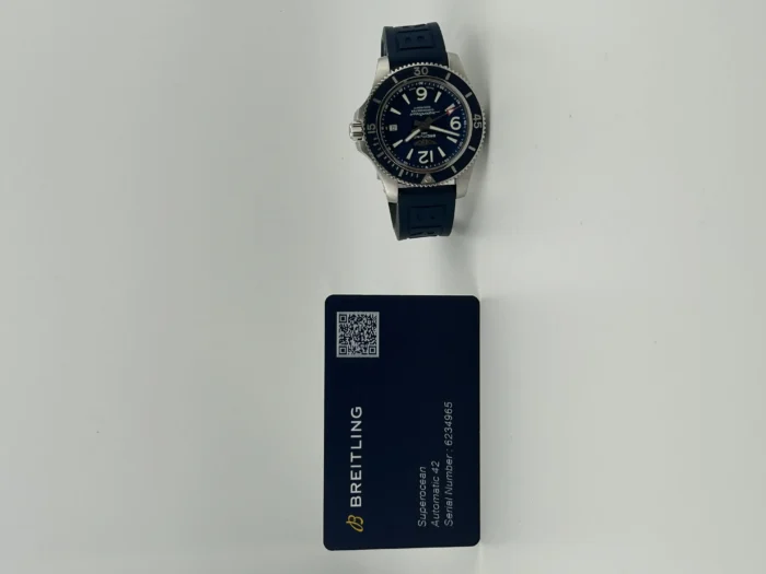Breitling Superocean Automatic Blue Dial on Rubber & Steel Ref. A17366 with Card - Image 7