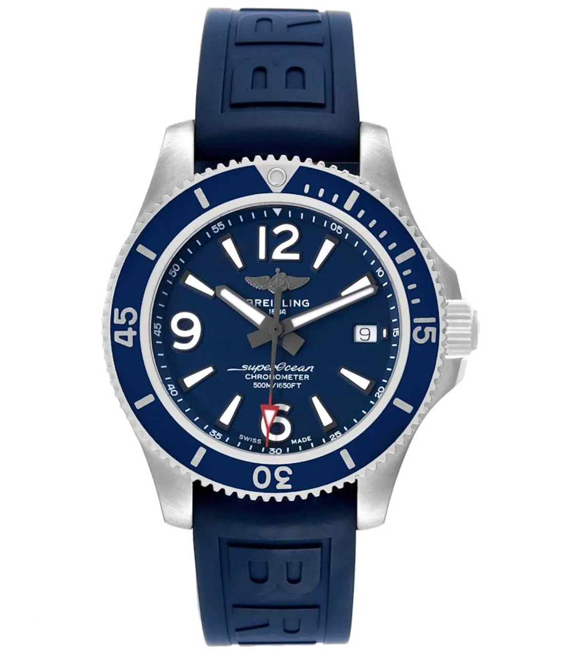 20870229_tpqnq1y4xlg24n448hw7hj0bkh9v.webp Breitling Superocean Automatic Blue Dial on Rubber & Steel Ref. A17366 with Card - Image 1