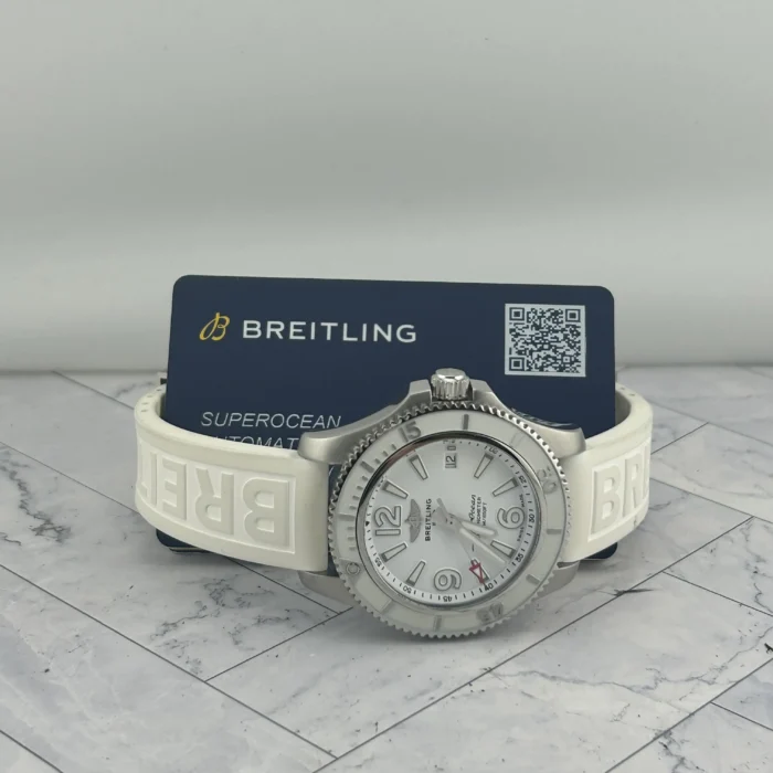 Breitling Superocean White Dial on Rubber Band Ref. A17366 with Card - Image 7