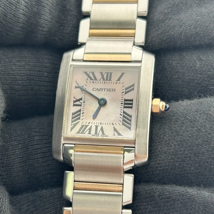 Cartier Tank Francaise Pink MOP / Roman Numerals Dial on 2-Tone Ref. 2384/W51027Q4 - Image 2