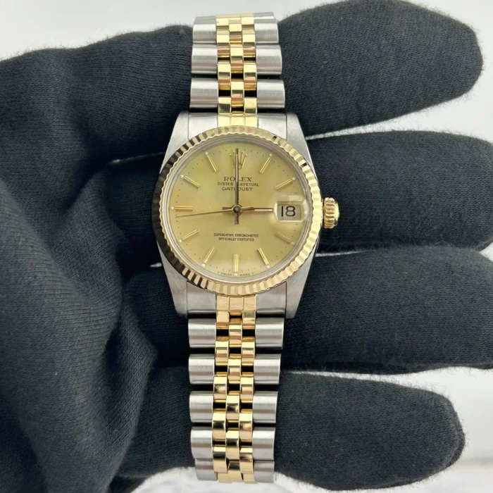 Rolex Datejust Champagne Stick Dial on D-Link Jubilee Bracelet Ref. 68273 - Image 2