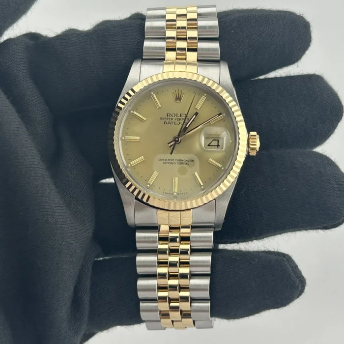 Rolex Datejust Champagne Stick Dial on D-Link Jubilee Ref. 16013 - Image 2