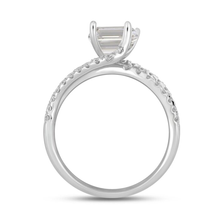 LADIES RING 2CT ROUND/EMERALD DIAMOND 14K WHITE GOLD (CENTER STONE EMERALD DIAMOND 1 1/2CT ) - Image 2