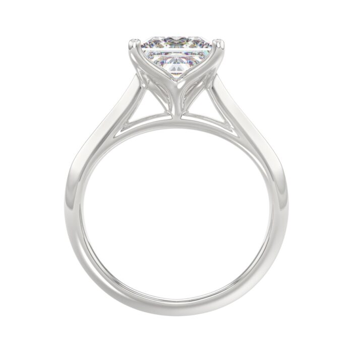 LADIES SOLITAIRE RING 3CT PRINCESS DIAMOND 14K WHITE GOLD - Image 2