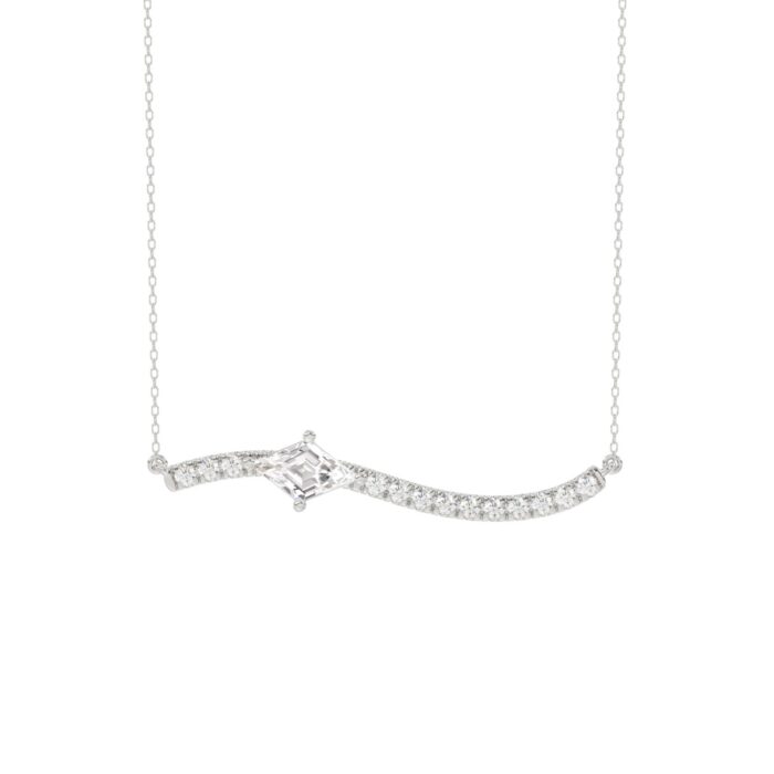14K WHITE GOLD 3/4CT ROUND/lozenge DIAMOND LADIES NECKLACE - Image 1