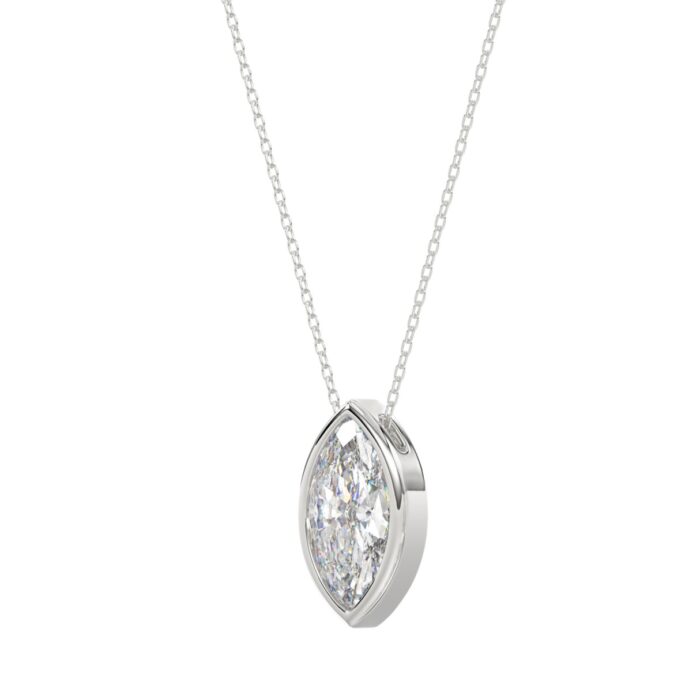LADIES SOLITAIRE PENDANT 2CT MARQUISE DIAMOND 14K WHITE GOLD - Image 3