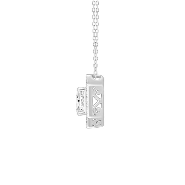 14K WHITE GOLD 1.00CT ROUND/EMERALD DIAMOND LADIES PENDANT (CENTER STONE EMERALD DIAMOND 3/4CT) - Image 2