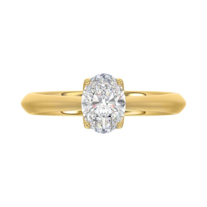 LADIES SOLITAIRE RING 1CT OVAL DIAMOND 14K YELLOW GOLD - Image 5