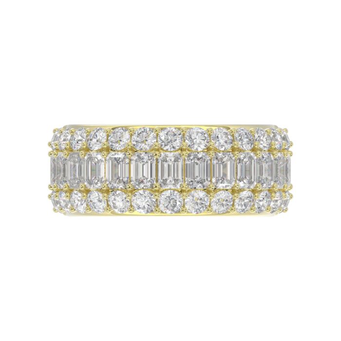 14K YELLOW GOLD 2 1/2CT ROUND/EMERALD DIAMOND LADIES BAND - Image 5