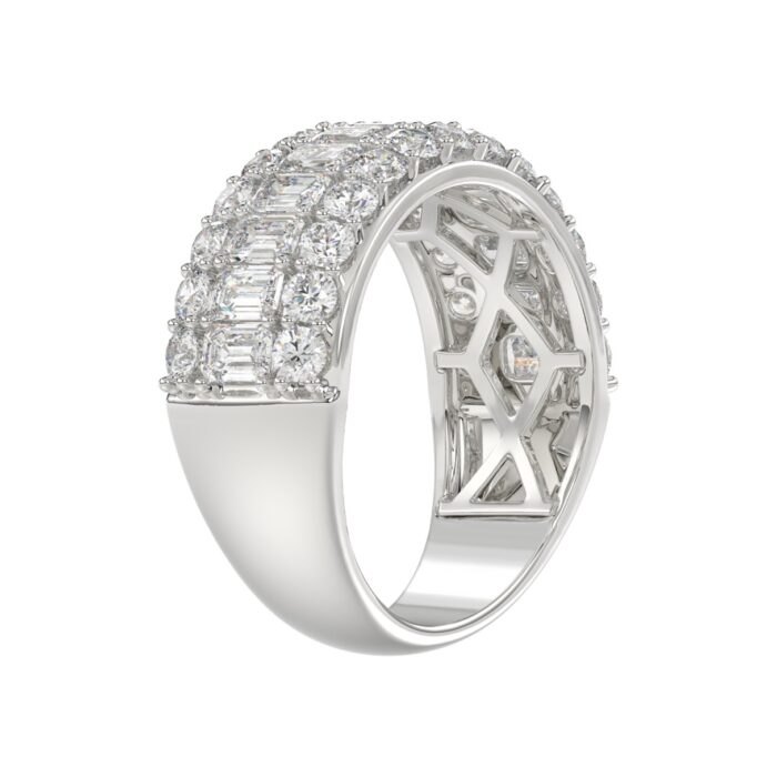 14K WHITE GOLD 2 1/2CT ROUND/EMERALD DIAMOND LADIES BAND - Image 3