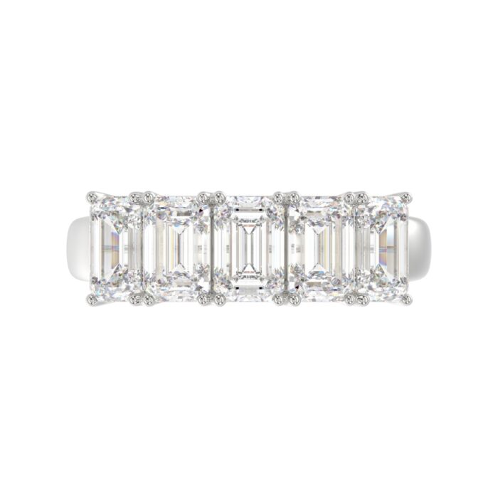 14K WHITE GOLD 2.00CT EMERALD DIAMOND LADIES BAND - Image 5