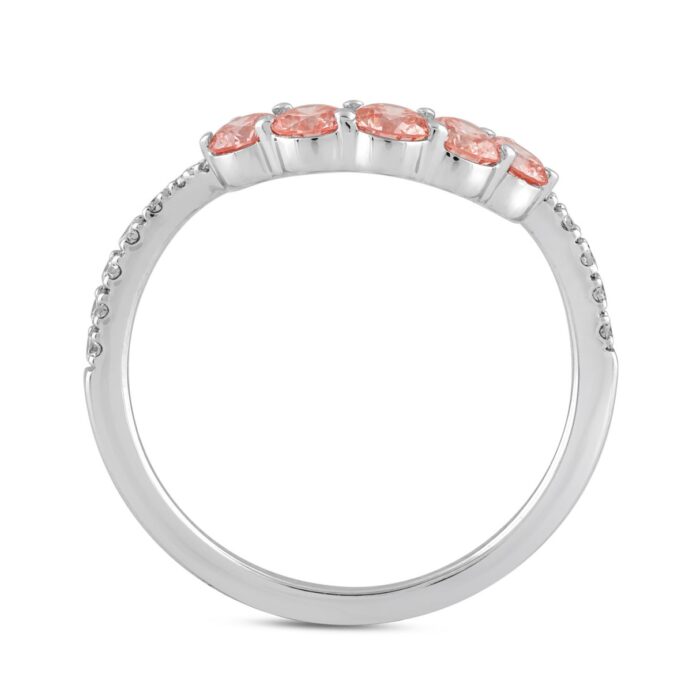 ETERNAL BLUSH COLLECTION 14K WHITE GOLD 3/4CT ROUND DIAMOND LADIES BAND (PINK ROUND) - Image 2